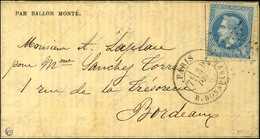 Etoile 15 / N° 29 Càd PARIS / R. BONAPARTE 31 DEC. 70 Sur Gazette Des Absents N° 21 Pour Bordeaux Sans Càd D'arrivée. LE - Krieg 1870