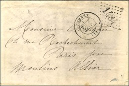 GC 1484 / N° 47 Bande De 3 (1 Ex Du 10c Manquant) Au Verso D'une Boule De Moulins Avec Texte Daté De Genève Le 3 Janvier - War 1870
