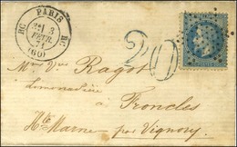 Etoile / N° 29 Càd RC PARIS RC (60) 3 FEVR. 71 Sur Lettre Pour Vignory, Au Recto Taxe 20 DT Bleue. - TB / SUP. - R. - Guerra Del 1870