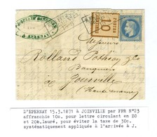 Cachet Encadré Bleu KPR FELDPOST / RELAIS N° 23 / Alsace N° 5 + N° 29 Sur Lettre En Affranchissement Mixte D'Epernay Pou - Guerra Del 1870