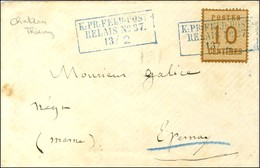 Cachet Encadré Bleu KPR FELDPOST / RELAIS N° 37 / Alsace N° 5 (Château Thierry) Sur Lettre Pour Epernay. 1871. - SUP. - Guerra Del 1870