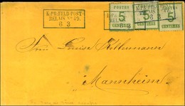 Cachet Bleu Encadré KPR:FELDPOST-RELAIS / N° 49 / Als. N° 4 (3) Sur Lettre Pour Mannheim. 1871. - TB / SUP. - R. - War 1870