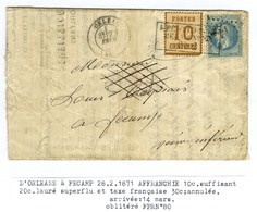 Cachet Encadré Bleu KPR FELDPOST / RELAIS N° 80 / Alsace N° 5 + GC 2740 / N° 29 Càd T 17 ORLEANS (43) 28 FEVR. 71 Taxe 3 - War 1870