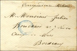 Cachet Bleu 25e CORPS D'ARMEE / 2e DIVISION Sur Lettre En Franchise Militaire Pour Bordeaux, Au Verso Càd D'arrivée 10 F - Krieg 1870