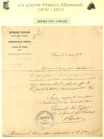 Lot De 2 Lettres + 1 Document De L'armée Des Vosges. - TB. - Krieg 1870