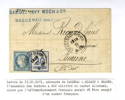 Càd HAGENAU ELSASS / Als. N° 6 + N° 60 Sur Lettre En Affranchissement Mixte Pour Beaune. Exceptionnelle Combinaison Avec - Briefe U. Dokumente