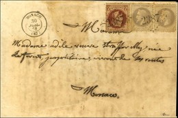 GC 2387 / N° 26 + 27 (paire, 1ex Pd) Càd T 15 MONACO (87) Sur Lettre Adressée Localement. 1864. - TB. - R. - Poste Maritime