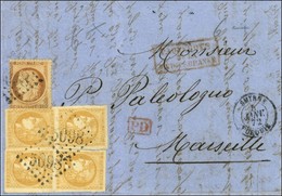 GC 5098 / N° 38 Infime Froissure + N° 43 (2 Paires) Càd SMYRNE / TURQUIE Sur Lettre Avec Texte Pour Marseille. 1872. - S - Maritieme Post