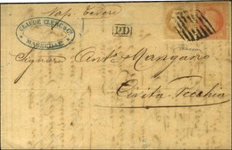 Grille / N° 28 + 31 Sur Lettre De Marseille Pour Civita Vecchia. 1829. - TB. - Poste Maritime
