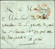 Marque Postale Ornée Rouge .P.P. DE LIMOGES Sur Lettre Avec Texte Daté 1791 Pour Paris. Au Recto, PP Fleur De Lys. - TB  - 1701-1800: Precursores XVIII