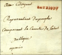 BAUBIGNY Rouge Sur Lettre Avec Texte Daté 1794. - TB / SUP. - RR. - 1701-1800: Precursores XVIII