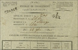 1 / GEX Sur Feuille De Chargement Datée 1821. - TB / SUP. - 1801-1848: Precursors XIX