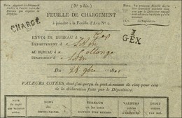 1 / GEX Sur Feuille De Chargement Datée 1821. - TB / SUP. - 1801-1848: Vorläufer XIX