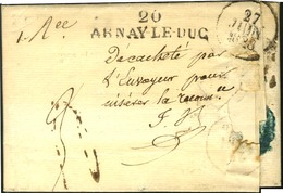 P.9.P. / TROYES Sur Lettre Pour Montbard. Au Verso, 20 / ARNAY LE DUC + Mention Manuscrite '' Décacheté Par L'envoyeur.. - 1801-1848: Precursors XIX