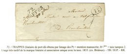 .72. / TRAPPES (linéaire De Port Dû Obtenu Par Limage Des P.P.) + Mention Manuscrite '' 30 7bre '', Décime Rurale Et Tax - 1801-1848: Precursors XIX