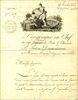 Lettre Datée à Bourbon Vendée Le 27 Février 1823 Avec Superbe Vignette De L'Ingénieur En Chef Du Corps Royal Des Ponts E - 1801-1848: Precursors XIX