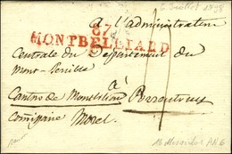 87 / MONTBELLIARD Rouge Sur Lettre Avec Texte Daté Du 18 Messidor An 6 Pour Porrentruy. - TB / SUP. - R. - 1801-1848: Precursors XIX