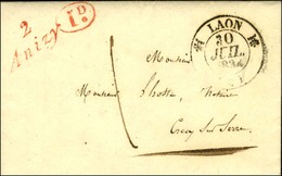 2 / Anizy Rouge Càd T 12 LAON (2), Décime Rurale Rouge Sur Lettre Locale Pour Crécy Sur Serre Taxée 1. 1834. - SUP. - 1801-1848: Precursores XIX