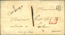 2 / Corbeny CD Rouge B. RUR. H '' Aubigny '' Sur Lettre Locale. 1844. - TB / SUP. - 1801-1848: Precursori XIX