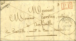 Cursive 48 / Lessay + P.P. Rouge Sur Lettre Pour Amfreville. 1843. - TB / SUP. - R. - 1801-1848: Precursors XIX