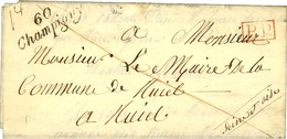 Cursive 60 / Champigny + P.P. Rouge Sur Lettre Pour Rueil. 1838. - SUP. - 1801-1848: Vorläufer XIX