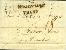 Cursive 66 / Wesserling / THANN + P.66.P. / THANN Sur Lettre Pour Vevey. 1825. - TB. - RR. - 1801-1848: Precursori XIX