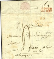 Cursive Rouge 69 / Villers-Sexel / VESOUL, Au Verso DÉB. 20 / DIJON Rouge. 1823. - TB. - RR. - 1801-1848: Precursors XIX