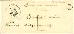 73 / Vareddes B. RUR. D '' Fosse Martin '' Sur Lettre Pour Lisy Sur Ourcq Taxe 1 Annulée Dateur A. 1852. - SUP. - 1801-1848: Precursors XIX