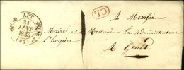 Càd T 11 APT (89) + CL Rouge Sur Lettre Avec Texte Adressée Localement Taxée 1. 1835. - SUP. - 1801-1848: Precursori XIX