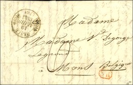 Càd T 11 NESLE (76), Taxe 6 Pour Mons (Belgique). Griffe Encadrée Rouge 3R. 1843. - SUP. - 1801-1848: Precursori XIX