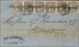 Griffe Bleue Stamped + Cachet / TP Inde Anglaise N° 35 (6) Sur Lettre Avec Texte Daté De Calcutta Le 3 Septembre 1870 Po - Altri & Non Classificati