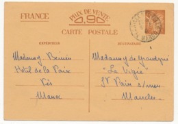 FRANCE / MAROC - CP Interzones Type Iris Depuis FES-VILLE NOUVELLE - MAROC - 1941 - Cartes Postales Types Et TSC (avant 1995)