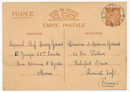 FRANCE / MAROC - CP Interzones Type Iris Depuis AGADIR - MAROC - 1941 - Cartes Postales Types Et TSC (avant 1995)