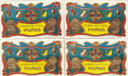 4 étiquette De Cigare Gaufrée Neuve Médaille Décoration Esquisitos Puros - Etiketten