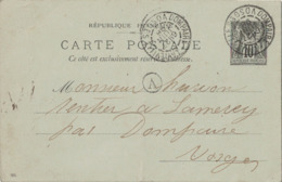 VOSGES - DOMPAIRE-LAVIEVILLE - SAGE ENTIER POSTAL - BOITE RURALE A DE DAMAS ET BETTEGNEY - 27-6-1898. - 1877-1920: Semi Modern Period