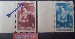 R1615/1399 - 1938 - A LA GLOIRE DE L'INFANTERIE - N°386 à 387 NEUFS** BdF - VARIETE ➤➤➤ Défaut D'essuyage Sur Un Timbre - Unused Stamps