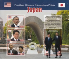 2016 Ghana Obama & Abe USA Japan Miniature Sheet Of 4 Complete MNH - Ghana (1957-...)