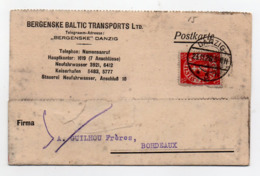 ENTIER POSTAL - 1926 - DANZIG - BERGENSKE BALTIC TRANSPORTS LTD - Storia Postale