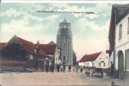 2020 - PAS DE CALAIS - 62 - CROISILLES - Place Et église - Colorisée - Croisilles