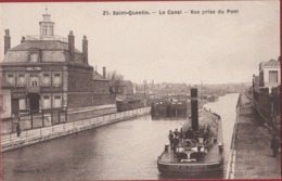 Saint Quentin Aisne Le Canal Vue Prise Du Pont Barge Peniche Binnenschip Binnenscheepvaart (In Very Good Condition) - Saint Quentin