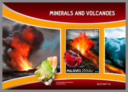 MALDIVES 2019 MNH Volcanoes Vulkane Volcans Minerals S/S - IMPERFORATED - DH1942 - Volcanos