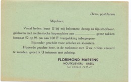 Briefkaart - Ursel Knesselare - Pub Reclame Houtklieverij Florimond Martens - Knesselare