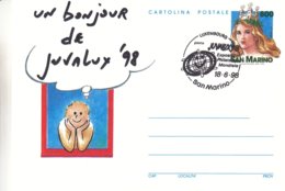 Saint Marin - Carte Postale De 1998 - Entier Postal - Oblit Luxembourg San Marino - Expo Philatélique Juvalux 98 - - Storia Postale