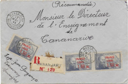 MADAGASCAR - 1944 - FRANCE LIBRE - ENVELOPPE RECOMMANDEE De MANANJARY - Briefe U. Dokumente