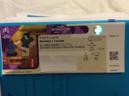 Rugby World Cup Japan 2019. Match Canada Vs Namibia. Sunday 13th October.Kamaishi Recovery Memorial Stadium Ticket - Rugby