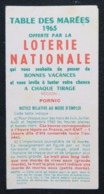 Table Des Marée été 1965 - Pornic - Offert Par La Loterie Nationale - Pornic