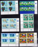 UNITED NATIONS AUSTRIA VIENNA WIEN ONU UN UNO 1979  COMPLETE FIRST SET PRIMA SERIE COMPLETA BLOCK QUARTINA MNH - Maximum Cards