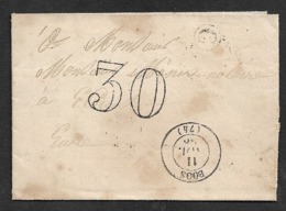 1856 - LAC - BOOS (Seine Inferieur ) Type 15 A ECOUIS - Boite Rural C - Transit HAVRE A PARIS - 30 Taxe - Petit Bureau - 1849-1876: Klassik