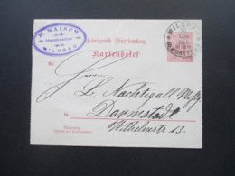 Altdeutschland Württemberg 1900 Kartenbrief K1 E. Maisch Hotelbesitzer Wildbad Nach Darmstadt Gesendet! - Storia Postale