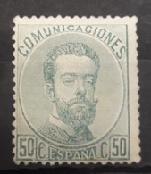 ESPAÑA.  EDIFIL 126 (*)  50 CT VERDE AMADEO I.  CATÁLOGO  90 € - Neufs